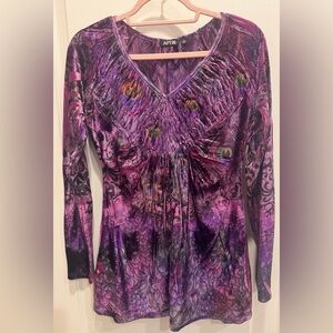 APT 9 Velour V-Neck Mini Dress Pink Purple Small